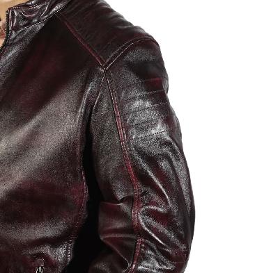 SL100233 - Burgundy Leather Easy Fit Biker Jacket